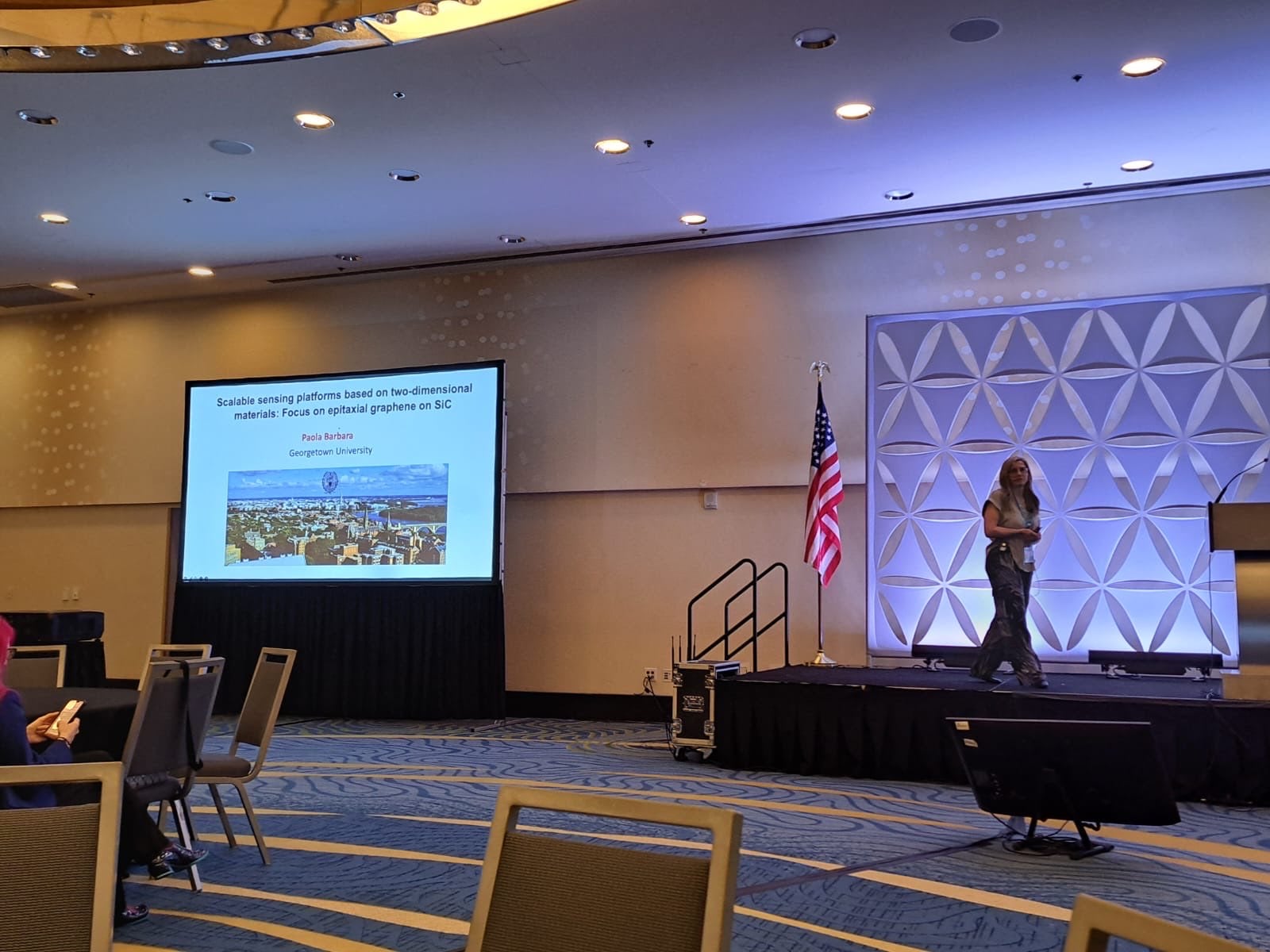 Prof. Paola Barbara on stage for plenary talk